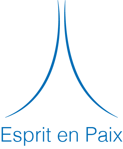 Logo (bleu) sur nom ESPRIT EN PAIX (bleu) sur fond transparent