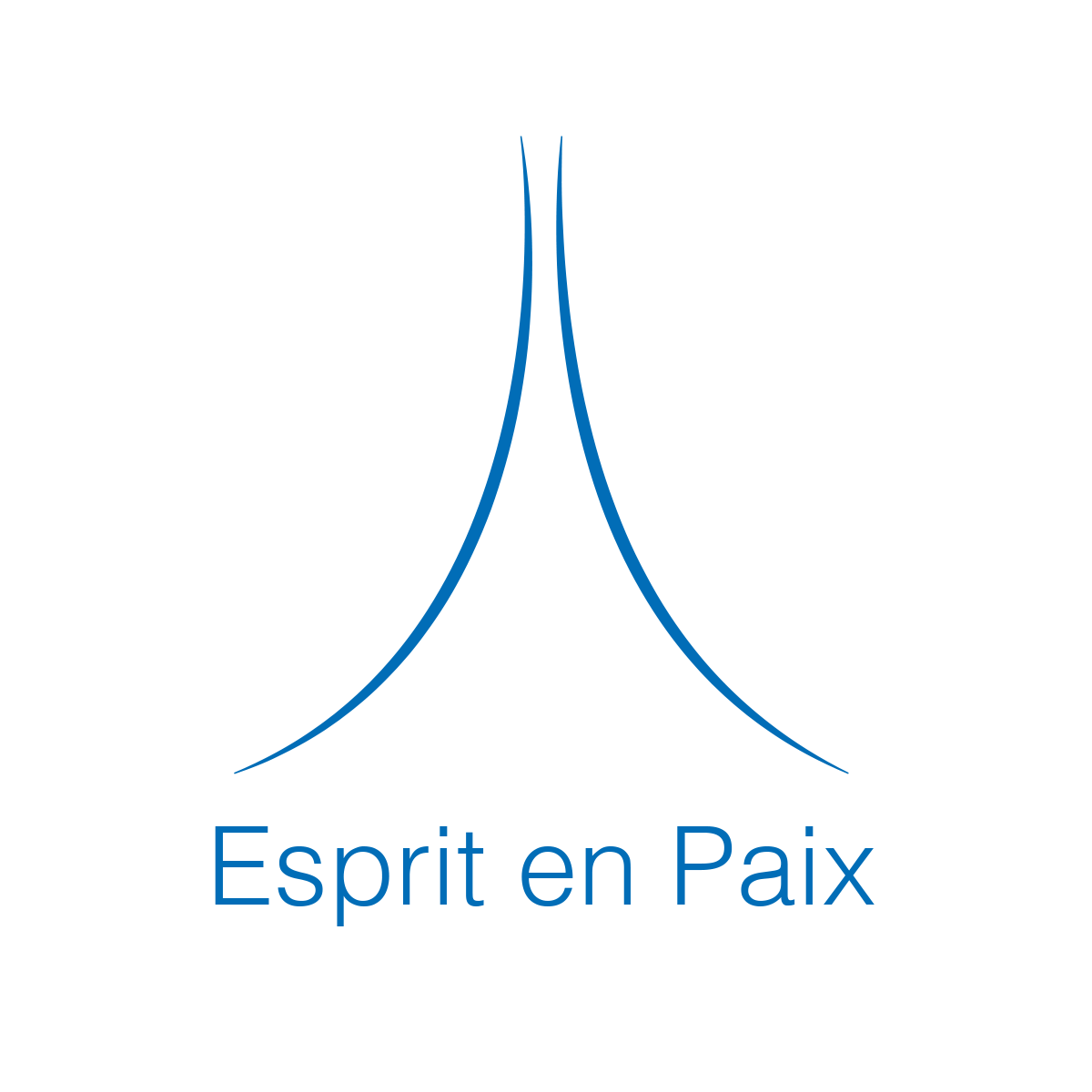 Grand Logo (bleu) sur nom ESPRIT EN PAIX (bleu) sur fond transparent