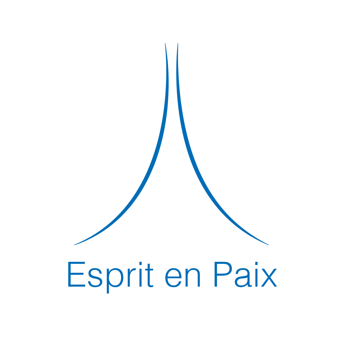 Logo (bleu) sur nom ESPRIT EN PAIX (bleu) sur fond transparent